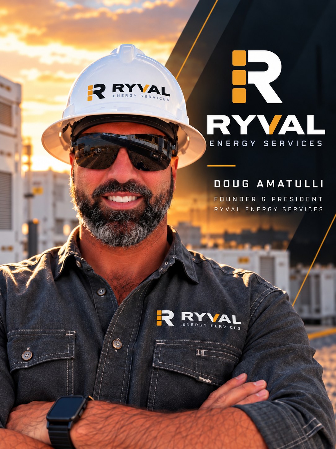 Doug Amatulli, Founder and President of RYVAL Energy Services, at a battery storage site
